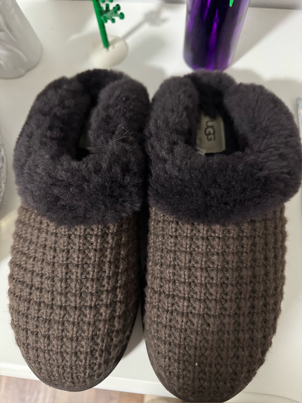 UGG Cozy Knit Shearling Slippers Brown